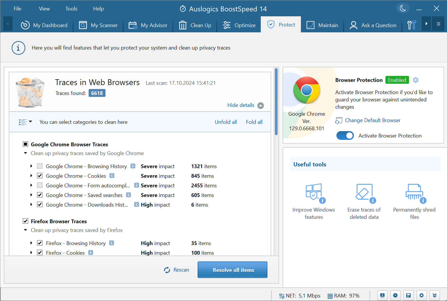 screenshot of Auslogics BoostSpeed